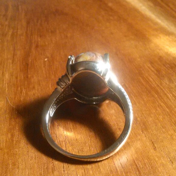 Aqua Nueva Moss Stainless Steel Solitaire Ring (Size 8) - Picture 7 of 16